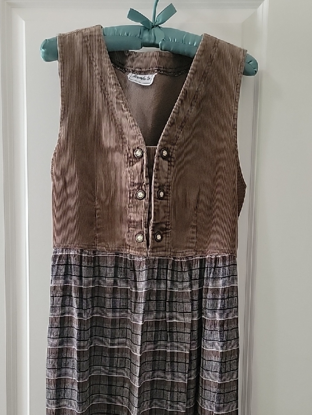 Cottagecore Maxi Dress with Cordoroy Textured Bodice